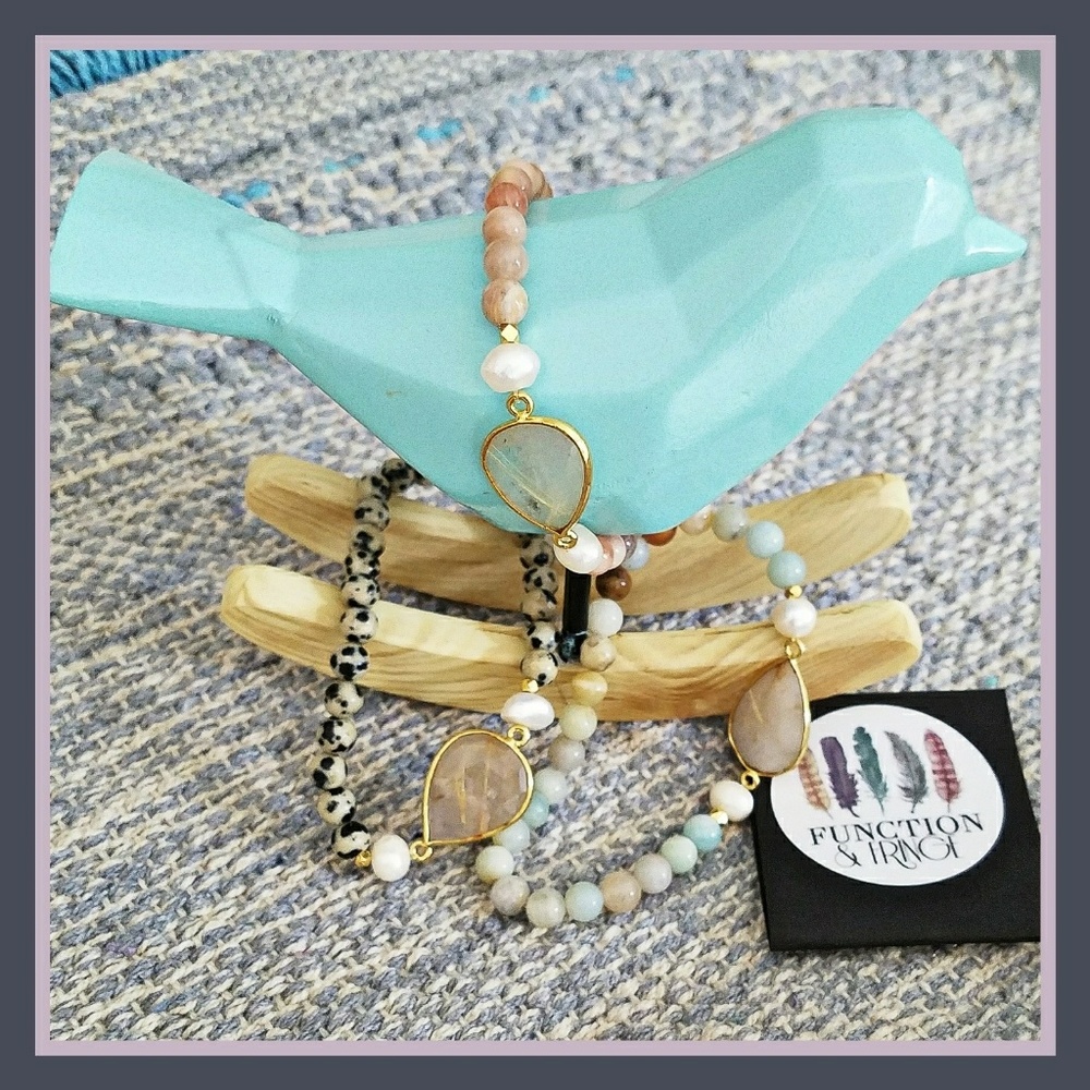 Natural Faceted and Gold Gemstone Bracelet
